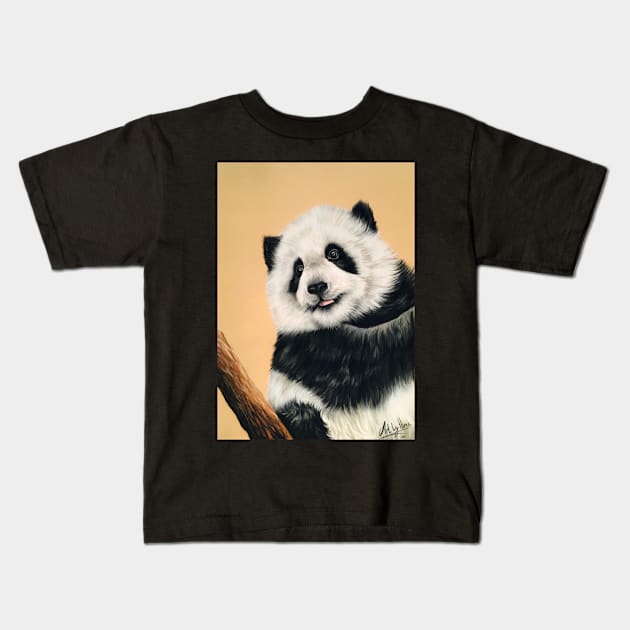 Panda Bear Cub Kids T-Shirt by Artbythree